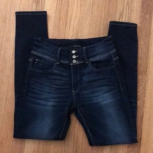 Kancan Triple Button High Rise Skinny Jeans